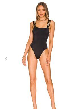 Square Neck One Piece in Black | VERSACE